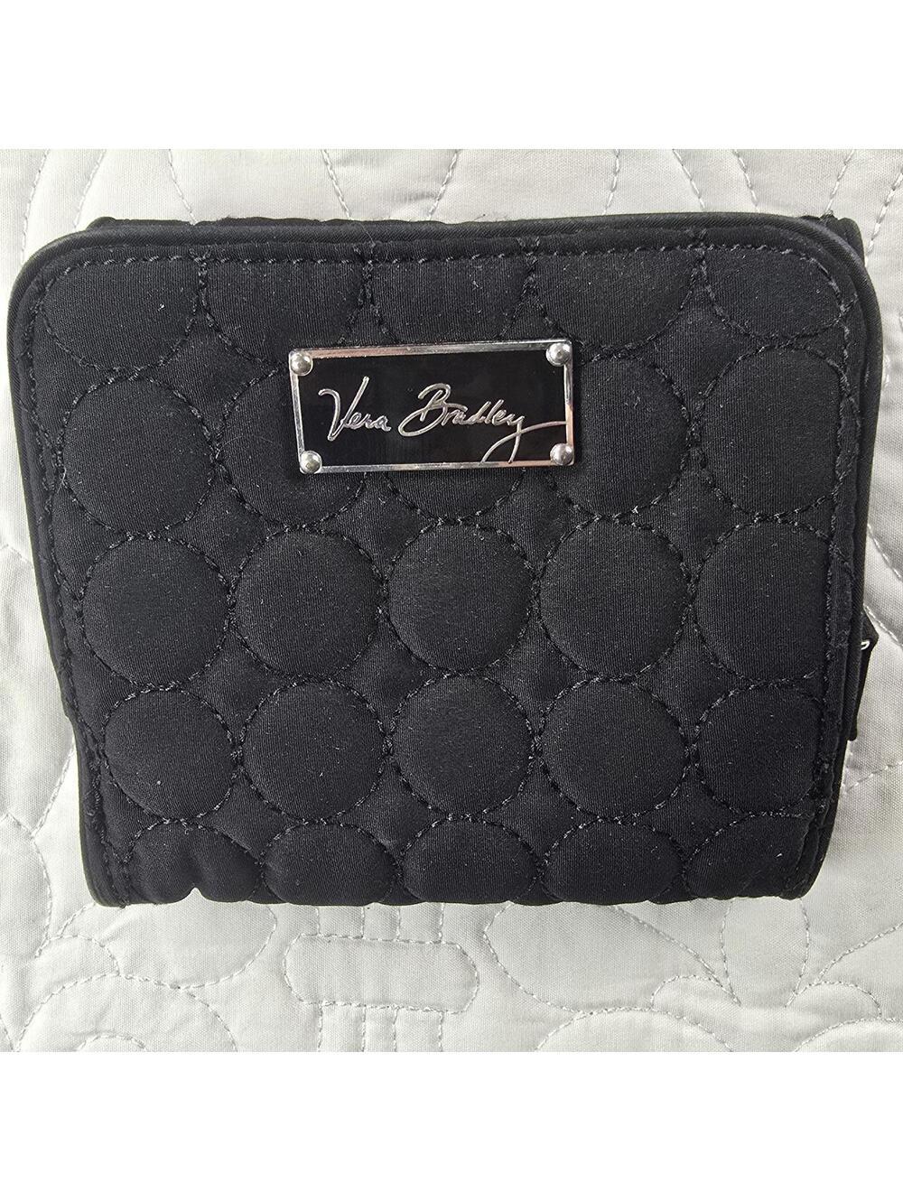 Vera Bradley Black Quilted Wallet with Floral Interior